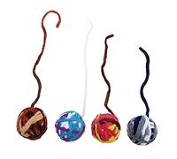 ERINGOGO 4Pcs Colorful Cat Bell Woolen Yarn Balls for Indoor Outdoor Play Gnawing Cotton Thread Exercise Teeth and Muscles Lightweight Rolling Balls with Sound for Kittens and Random Color