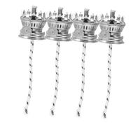 ERINGOGO 4pcs Cotton Oil Lamp Wicks with Zinc Alloy Base Flat Replacement Burners for Kerosene Lanterns Smoke Reducing Secure Fit for Outdoor Adventures and Home Emergency Lighting