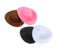 ERINGOGO 4pcs Cowgirl Hats Nonwoven Miniature Decorative Dollhouse Accessories for Crafts Party Decorations Creative DIY Tiny Western Style Random Color