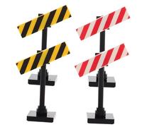 ERINGOGO 4pcs DIY Small Particle Building Blocks Construction Area Sign Realistic Traffic Warning Signs Educational Playset for Home Classroom Learning