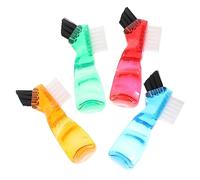 ERINGOGO 4Pcs Double Head Denture Brush Small Personal Cleaning Tool Ergonomic Handle Practical Mini Toothbrush for Dentures with Smooth Surface Blue Red Orange Green