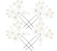 ERINGOGO 4pcs Flower Hair Pins Wedding Pearl Bride Rustic Floral Design for Bridesmaids Elegant Hair Accessories for Women Bridal Shower Ceremony