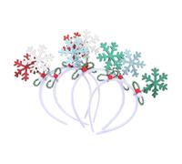 ERINGOGO 4pcs Glitter Snowflake Christmas Headband Lightweight Winter Party Accessories for Xmas Year Festive Holiday Celebration with Soft Comfortable Fit