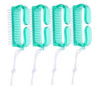 ERINGOGO 4pcs Green Plastic Handle Nail Scrub Brush Small Manicure Pedicure Nail Cleaning Brush for Fingernail and Toenail Care