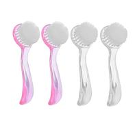ERINGOGO 4pcs Handle Grip Nail Brushes round Head and Cover, Fingernail and Dust Cleaning Brushes, Pink and Set for Hand and Toe Care