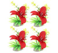 ERINGOGO 4pcs Japanese Artificial Orchid Flower Sushi Plate Decorations Vivid Red Floral Ornaments for Cold Dish Presentation Lightweight Sushi Plate Decors for Wedding Garden Restaurant