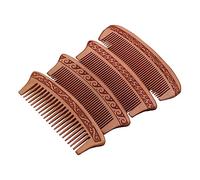 ERINGOGO 4pcs Large Double-sided Carved Peach Wood Anti-static Hair Combs Massage Styling Combs Portable Hairdressing Tool for Curly and Straight Hair Random Style