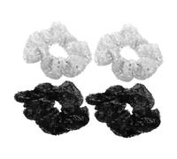 ERINGOGO 4pcs Large Intestine Hair Band Stretch Sparkly Hair Scrunchies Metallic Elastics Ponytail Holders for Dance