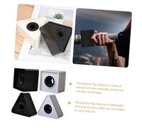 ERINGOGO 4pcs Microphone Flag Stations with Sponge and Abs Material Mic Logo Cubes for Tv Stations Conferences Interview Microphone Props Black and White Square and Triangle Designs