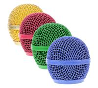 ERINGOGO 4pcs Microphone Metal Grille Replacement Set, Wireless Mic Supplies Colorful Mesh Covers, Compatible Microphone Grill Head Mesh for Cordless Mic Accessories in Gold, Rose Red, Green, Sky