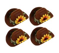 ERINGOGO 4PCS Mini Cowboy Hats for Small Animals Adjustable Strap Lightweight Felt Pet Headwear for Hamsters Guinea Pigs Birds Charming Western Style Party Photo Props
