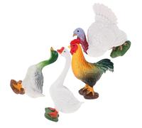 ERINGOGO 4pcs Mini Farm Animal Figurines Set Realistic Small Plastic Chicken, Duck, Goose Models for Educational Play, Travel, and Miniature Desktop Decoration