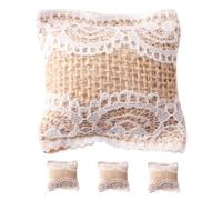 ERINGOGO 4pcs Miniature Dollhouse Pillows with Lace Flower Print Adorable Fake Cushions for Sofa Bed Decor DIY Supply for Mini Dolls and Doll Accessories