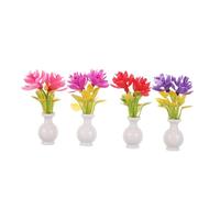 ERINGOGO 4pcs Miniature Dollhouse Potted Flowers with Tiny Bud Realistic Small Artificial Flowers for Crafts and Miniature Plant Decorations Lightweight Resin and Plastic Models for DIY