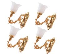 ERINGOGO 4pcs Miniature Luminous Wall Lamps for DIY Sand Table Decor Warm Yellow Light Building Model Accessories for House Decorations