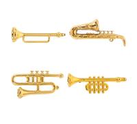 ERINGOGO 4Pcs Miniature Musical Instrument Models Vintage Dollhouse Decor Photography Props with Saxophone Trumpet Clarinet for Mini House Supplies