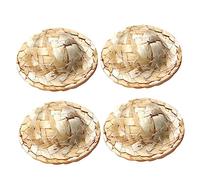 ERINGOGO 4PCS Miniature Straw Hat Model Mini House Decoration Adornment for Dollhouse Crafts Creative Handcrafted Mini Decor Accessories for Imaginative Play and Gift