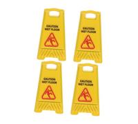 ERINGOGO 4pcs Miniature Wet Floor Warning Signs Set for Dollhouse Dioramas Realistic Yellow Plastic Caution Boards for Fairy Garden Accessories Safety Education and Interactive Play