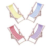 ERINGOGO 4pcs Miniature Wooden Beach Chairs Tiny Dollhouse Furniture Models Yellow Purple Light Blue Red Authentic Handcrafted Decor for Tabletop Craft Displays and Mini Home Landscaping