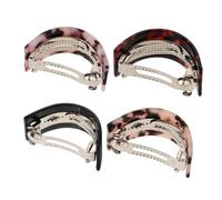 ERINGOGO 4pcs Mixed Tortoise Shell Hair Spring Clips Semicircle Ponytail Holders Fashion Hairpins for Women Sturdy Non-slip Accessories
