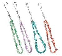 ERINGOGO 4Pcs Natural Crystal Stone Phone Wrist Strap Beaded Lanyard Vintage Charm for Women