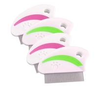 ERINGOGO 4pcs Pet Flea Removal Comb with Stainless Steel Teeth Ergonomic Handle for Easy Cleaning Efficient Dust and Dirt Remover for Cats and Puppies Portable Grooming Tool Red and Green