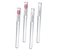 ERINGOGO 4Pcs Portable Silicone Lip Brush with Lid Soft Skin Friendly Makeup Applicators for Even Lipstick Application and Pink Heads for Travel and Daily Beauty Use