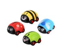 ERINGOGO 4Pcs Pull-back Cartoon Insect Car with Glowing Lights Inertia Vehicles in Red Yellow Blue Green Battery- for Play and Decor