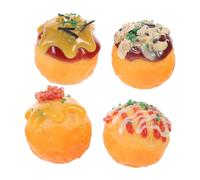 ERINGOGO 4pcs Realistic Takoyaki PVC Models Lifelike Japanese Snack Simulation Food Items for Home Decor Restaurant Display Educational Pretend Play and Cultural Learning