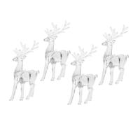 ERINGOGO 4pcs Reindeer Ornaments Decor Modern First Furry Fancy Winter Lifelike White Antler Desktop DIY Small Statue Cute Indoor Mini Christmas Scene Figurine Holiday Acrylic Transparent