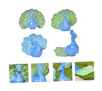 ERINGOGO 4pcs Resin Miniature Peafowl Ornaments Lifelike Micro Landscape Decor with Vivid Colors Resin Craft Figurines for Desktop and Bonsai DIY Elegant Home and Office Decoration