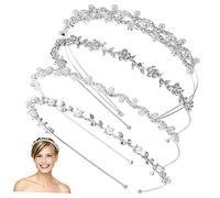 ERINGOGO 4Pcs Rhinestone Bridal Headbands Elegant Crystal Hair Crowns for Weddings Flower Special Occasions Comfortable Durable Design for Stunning Look