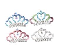 ERINGOGO 4Pcs Rhinestone Studded Crown Shaped Hair Clips Lightweight Bridal Hair Combs for Prom Party Pageant Accessories