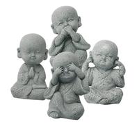 ERINGOGO 4pcs Sandstone Little Monk Statues Buddha Figurines Garden Decor Tearoom Ornament with Lifelike Design for Courtyard and Home Display