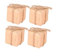ERINGOGO 4pcs Scale Vintage Kraft Paper Wrapped Presents Doll House Accessories Mini Festival Ornaments for DIY Party Display