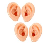 ERINGOGO 4pcs Soft Silicone Ear Model for Piercing Practice and Earring Display Realistic Human Ear Mannequin with Detailed Anatomy Flexible Reusable Training Prop for Jewelry Showcase and