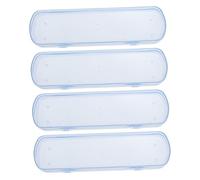 ERINGOGO 4Pcs Travel Toothbrush Holder Transparent Blue Toothbrush Case with Buckle Design Compact Lightweight Portable Storage for Toothpaste and Manual Brushes