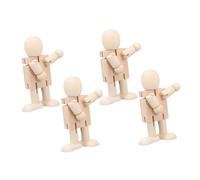 ERINGOGO 4Pcs Unfinished Wooden Robot DIY Crafts Wooden Dolls Sturdy Texture Lightweight for Coloring and Desktop Decoration Creative