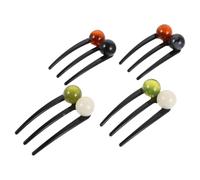 ERINGOGO 4pcs Vintage Beaded Hair Bun Pins U Shaped French Style Hair Forks with Three Prongs for Secure Updo Styling Elegant Green White and Black Hairpins for Womens Daily and Formal Use
