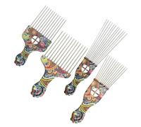 ERINGOGO 4Pcs Vintage Pattern Steel Needle Hair Pick Comb Set for Styling Hairdressing Braiding and Oil Hair Application Sturdy Multi-Purpose Tools for Men and Women
