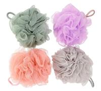ERINGOGO 4Pcs Wear-Resistant Bathing Balls with Mesh Design for Deep Skin Exfoliation and Massage Convenient Portable Bath Sponges for Men and Women Rich Shower Multipack Mixed Colors