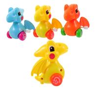 ERINGOGO 4Pcs Wind-up Dinosaur Car for Mini Clockwork Dragon Vehicles with Realistic Colors Birthday Boys and Dinosaur Party Favor