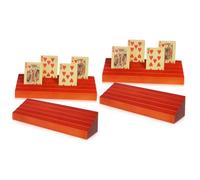ERINGOGO 4pcs Wooden Base Playing Card Holders Card Stands for and Access for Home and Party Use
