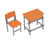 ERINGOGO 5 Sets Mini Simulation Table Model Mini Hobby Table Miniature Classroom Models Miniature Chair for Dollhouse Orange Plastic