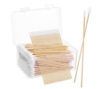 ERINGOGO 500pcs Precision Cotton Swabs Pointed Makeup Swabs Cotton Tipped Applicator Gentle on Surfaces Not Easy to Break Bamboo Material Khaki Colour for Small Electronic Parts