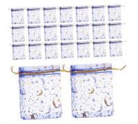 ERINGOGO 50pcs Blue Organza Drawstring Bags 9x12cm Mesh Jewelry Pouches Moon Star Sachets for Party Favor Packaging