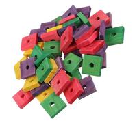 ERINGOGO 50pcs DIY Bird Wooden Hanging Parrot Chew with Bright Colored Chips for Cockatiels and Parrots Safe Biting for Cage Accessories and Pet Play