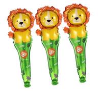 ERINGOGO 50Pcs Handheld Lion Foil Balloons Bright Cartoon Animal for Birthdays Festivals Celebrations Easy to Carry for Photo Props Room Decorations
