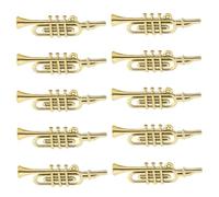 ERINGOGO 50pcs Miniature Musical Instrument Gold Tone Tiny Trumpet Saxophone Ornament for Dollhouse Christmas Tree Decorations DIY Crafts Educational Teaching Tools