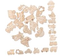ERINGOGO 50pcs Wood Chip Slices Style Cutouts Vehicle Cutout Cars Craft Shaped Unfinished Racing Unpainted Airplane Craft Paintable Blank Vehicle Shapes for Party